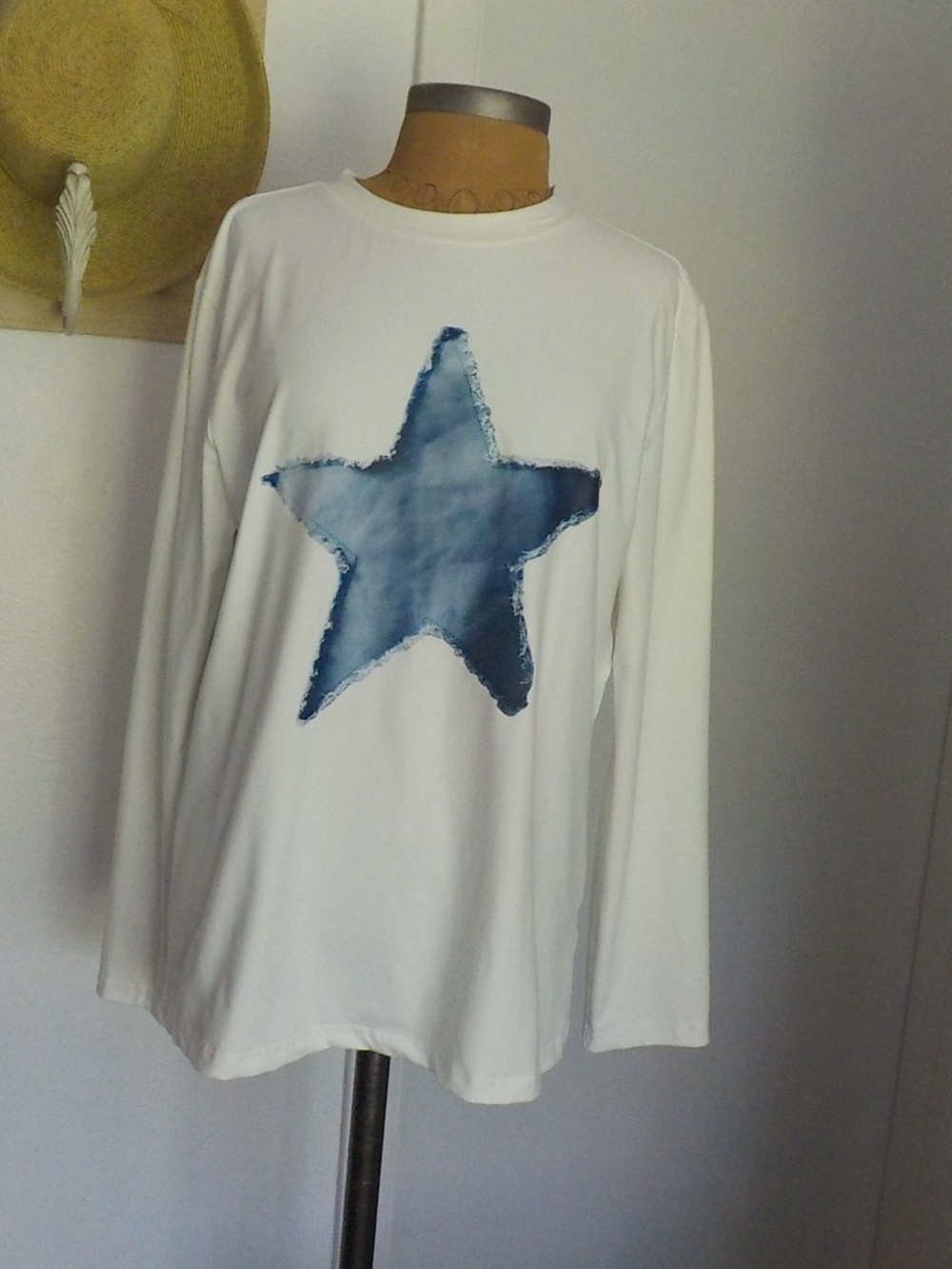 White/Blue Long Sleeve Top
